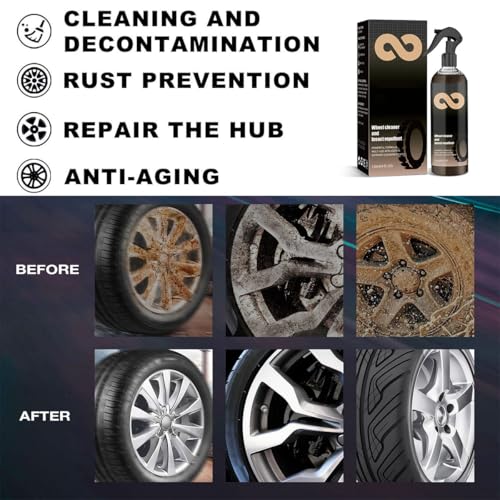 Brake Wheel Cleaner,Felgenreinigung,Felgenreiniger 120 ml Stark Säurefrei,Wheel Cleaner Spray,Säurefreier Felgenreiniger,Bremsen-Radreiniger,Rim Cleaner & Dust Remover,120ML