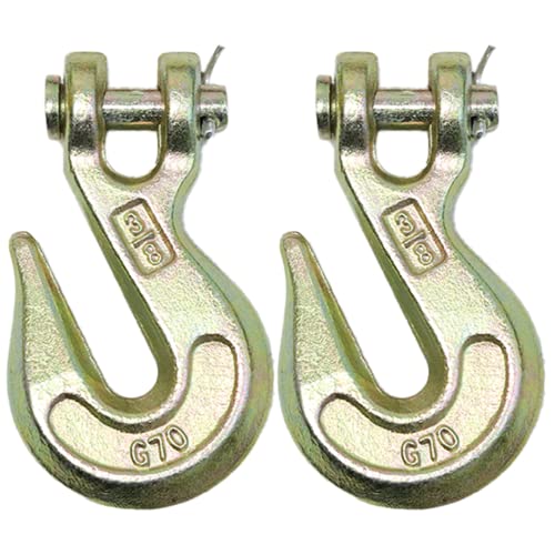 Boxer 2 Pack - 3/8” Grade 70 Forged Clevis Grab Hook, 30,000 lbs Breaking Strength, Chain Hooks for Trailers, Towing, Wrecker Tow Chain - Heavy Duty