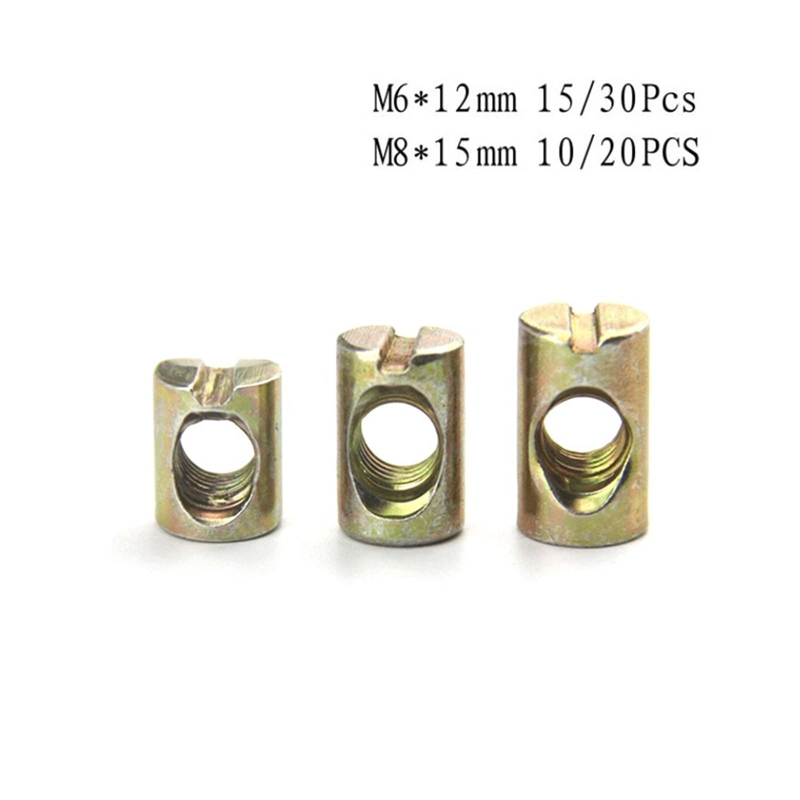 Nakrętki beczkowe do mebli, Śruby beczkowe, kołki krzyżowe, z łbem walcowym, z łbem walcowym, metalowe, M6 i M8, opakowanie 10–30 sztuk(M6x12mm 30pcs)
