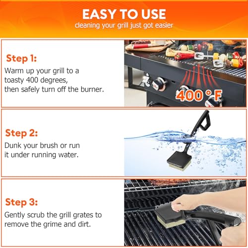 Bristle-Free BBQ Grill Brush & Scraper | Safe Cleaning Tool With 3 Replaceable Heads | Heavy Duty Stainless Steel Cleaner for Outdoor Grilling | Ideal for Charcoal and Gas Grills - Thumbnail 4