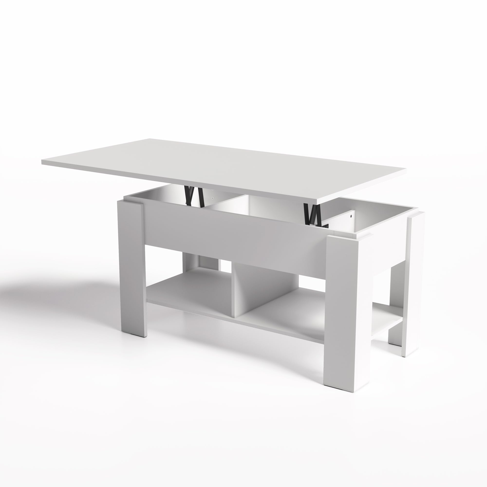 FurnitureR Tavolino da salotto con piano di sollevamento, tavolino regolabile in altezza, tavolino da salotto, tavolino da divano allungabile, con vano portaoggetti nascosto, in legno, tavolo