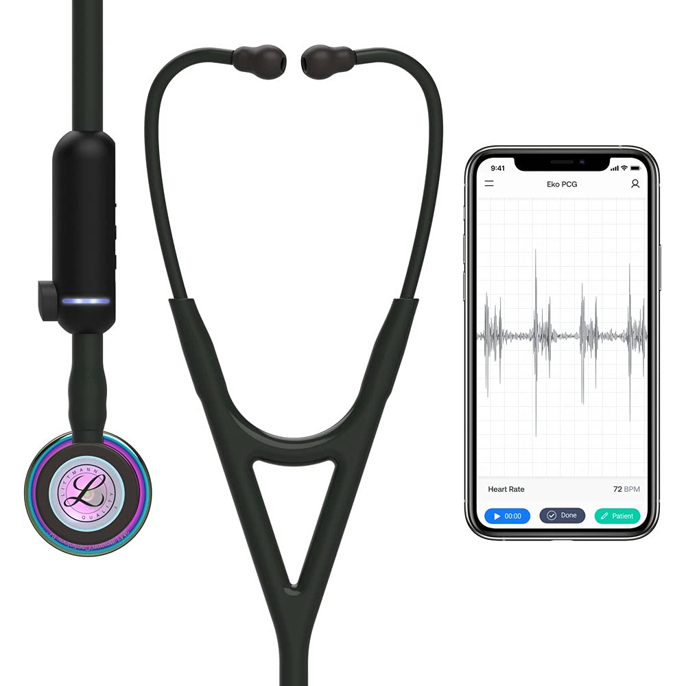 3M Littmann Core Digital-Stethoskop MIT GRAVUR Digitalstethoskop (Rainbow-Schwarz)
