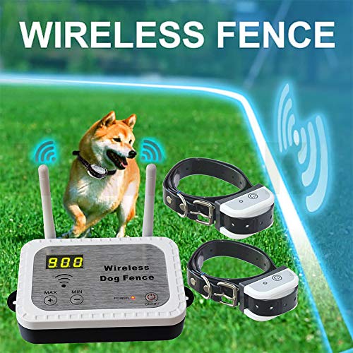 JUSTPET Wireless Dog Fence Containment System, Safe Vibrate/Shock Dog Fence, Adjustable Control Range