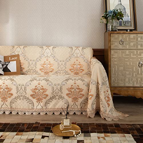 Roomlife Medieval Sofa Covers For 3 Cushion Couch Soft Comfy Couch Cover For Dogs Multifunction Sofa Slipcovers For Sectional Couch,Recliner Chair,Loveseat Pet Couch Protector, 71"X125" (Beige,Large) #TOP2