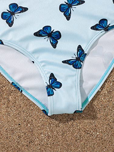 SHENHE Girl's 3 Piece Cute Tie Dye Print Ruffle Trim Bikini Swimsuit with Cover Up Skirt3