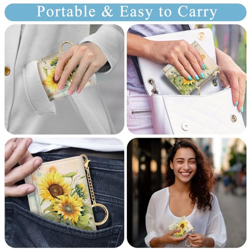 Image of Jogjam Womens Wallet, Sunflower Small Slim RFID Blocking Card Wallets, Trifold PU Leather Card Holder Wallet Organizer, Mini Pocket Cash Wallet with 7 Card Slots ID Window for Girls Ladies Wife