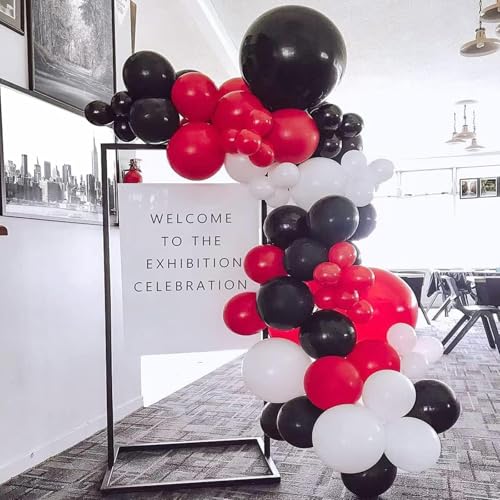 Image of Black Red Confetti Balloons, 60 Packs 12 Inch Black Red Party Balloons with Ribbons for Men Women Birthday, Wedding, Bridal Shower, Graduation, Casino Theme Party Decorations