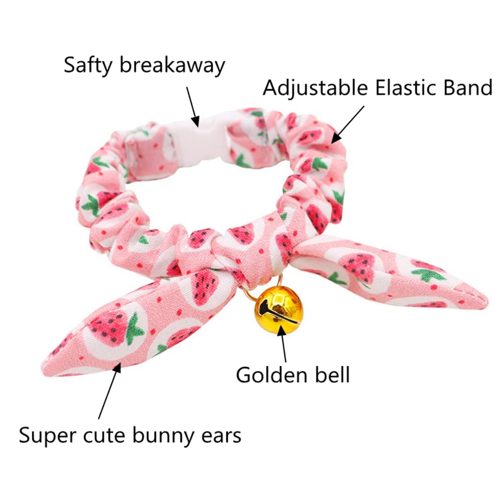 2 Pack Ferret Collar with Bell - Adjustable 4.7 to 8.7Inch Safety Quick Release Collar Adjustable Elastic Band Bunny Ears Bowtie for Ferret Rabbit Small Animal Kitten Puppy (2 Pack)