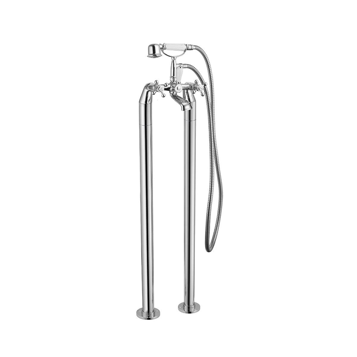 Nes Home Chrome Victorian Traditional Freestanding Bath Shower Mixer Complete With Handset And Holder