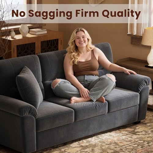 Image of Anderson Sofa Set for Living Room | Sectional Sofas | Premium Fabric Sofa for Home Office | Fabric Sofa Set | Fabric Sofa (Dark Grey Fabric, 3 Seater)