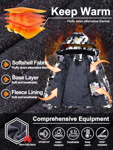 Image of QPNGRP Mens Waterproof Fleece Ski Jacket Windproof Winter Snow Coat