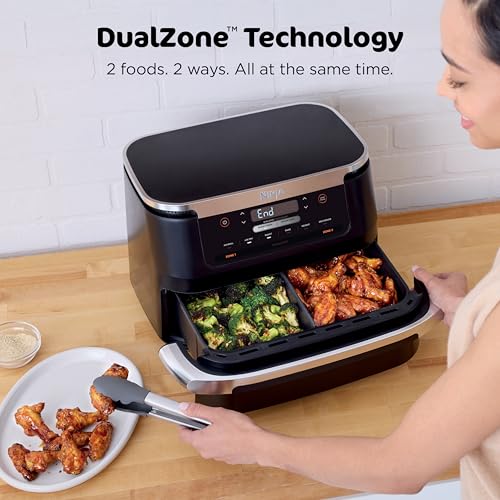 Ninja Foodi 6-in-1 FlexBasket Air Fryer with 7-QT MegaZone & Basket Divider for Large Proteins & Full Meals, Smart Finish Cook 2 Foods 2 Ways,... - Image 3