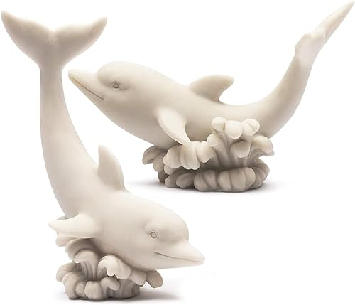Bright Creations Kit de pintura de cerámica para adultos, figuras de delfines para pintar, paquete de 2, 3.5 x 2.25 x 5 pulgadas, poliresina sin