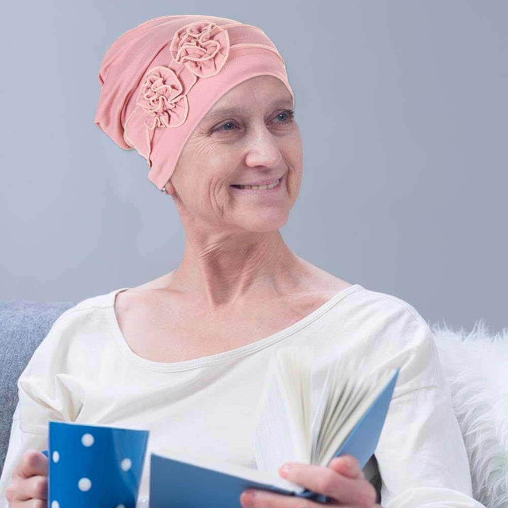 6 Pieces Women Turban Flower Caps Chemo Headwear Sleep Cap Vintage Soft Turbans Beanies Headwrap Hat - Image 3