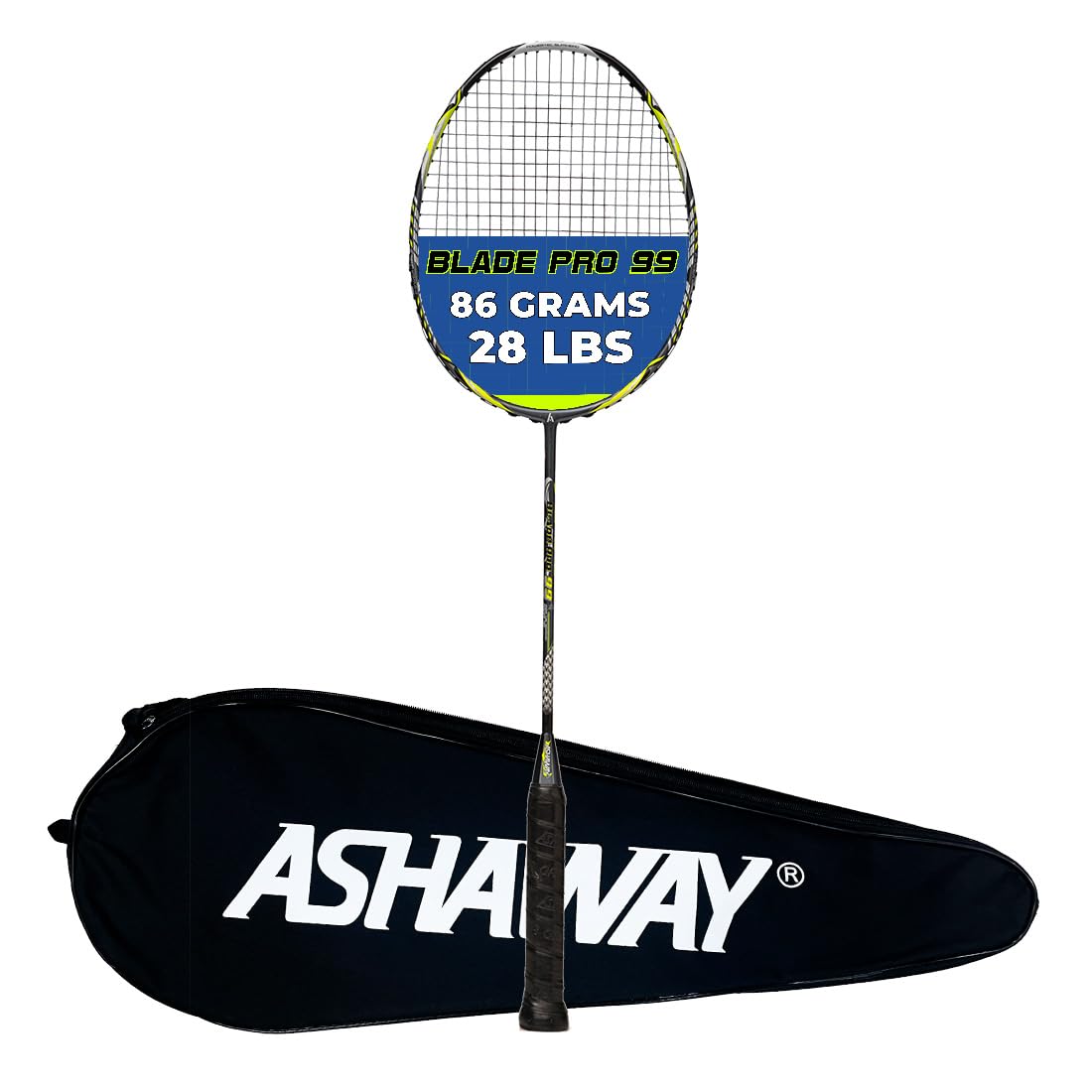 ASHAWAY Blade Pro 99 Strung Badminton Racquet | Jointless and Even Balanced Shuttle Bat Racket | High Modulus Graphite Plus Power Carbon | 28 LBS Badminton Rackets for Intermediate Players-image-4
