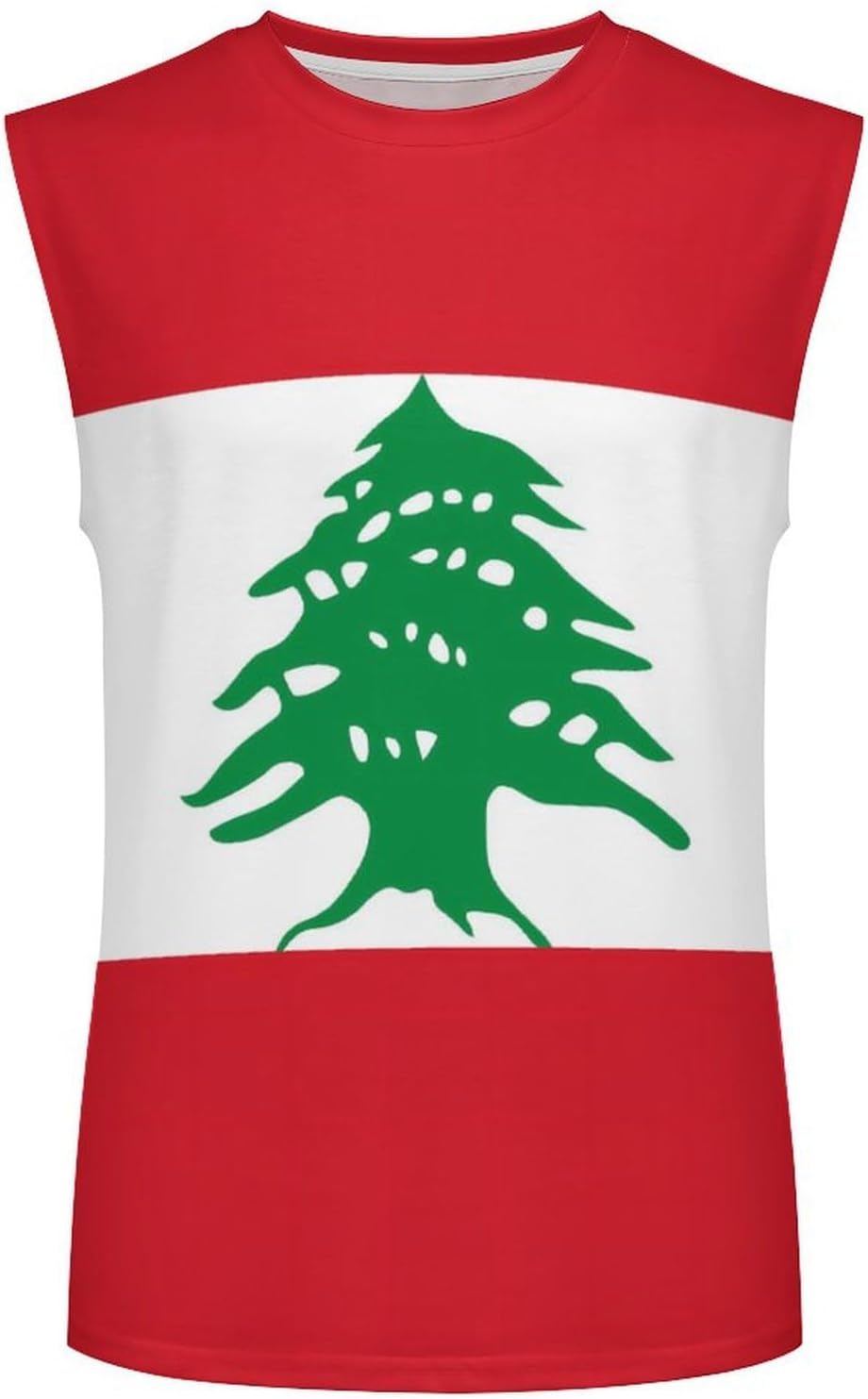 Lebanon Flag Men Summer Sleeveless Crew Neck Top 5XL
