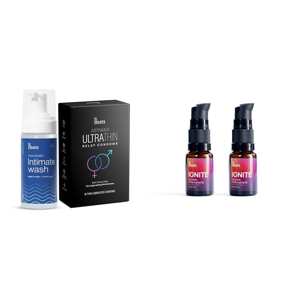 ForMen Ultra Thin Delay Condoms 10-Count With Foam Based Intimate Wash For Men | Made With Premium | ForMen Ignite Oil | Men Massage Oil | Made with Ayurvedic Blend & Non-Greasy Formula - (10 ML (Pac-image-6