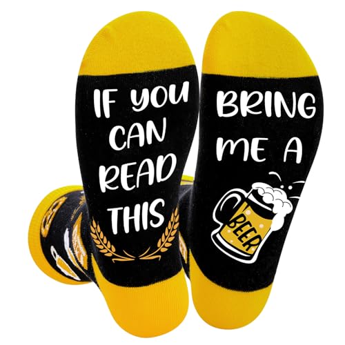 Zuimei Funny Socks Beer Gifts for Men,If You Can Read This Bring Me Beer Novelty Socks Birthday Presents for Beer Lover Dad Grandad