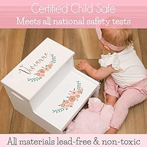 Personalized Pink Teal Princess Castle Childrens Step and Storage Stool Personalized Pink Teal Princess Castle Childrens Step and Storage Stool