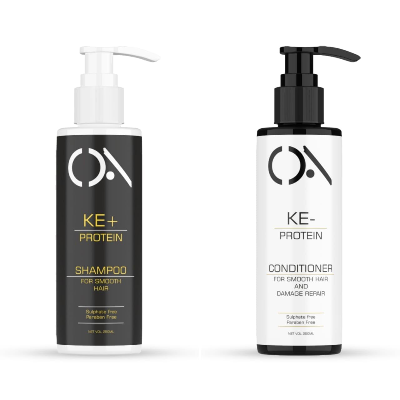 Keratin Shampoo | With Complimentary OA Keratin Conditioner | With Sweet Almond, Olive Fruit & Meadowfoam Seed Extract | Paraben & Sulphate Free | (250 ML-Each)