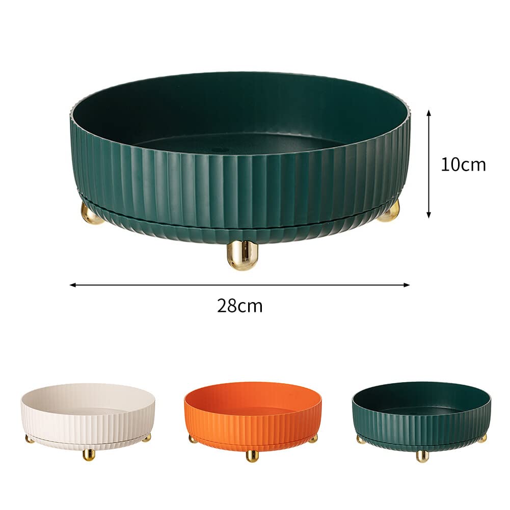 Eforcase Turntable Vanity Tray, Lazy Susan Turntable Spice Rack Organizer for Kitchen Cabinet, Farmhouse Tray Decorative Trays for Fruit, Snacks - Organizer for Cupboard, Pantry, Bathroom, Table