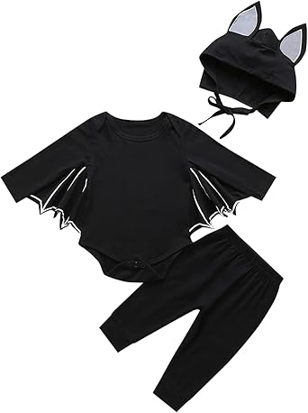 FANCYINN Disfraz de murciélago de Halloween Disfraz de murciélago de manga larga con sombrero para niñas