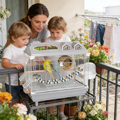 Cage à oiseaux transparente portable avec volière légère pour conures - 7