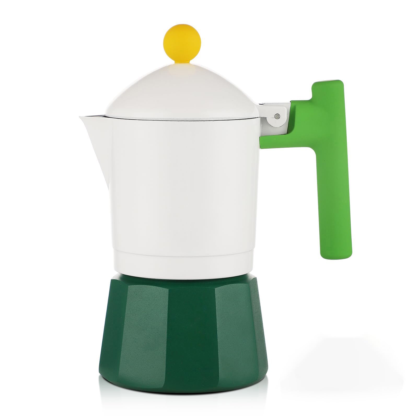 NALACALSingle Valve Espresso Coffee Maker, Mixed-Color Moka Pot-3 Espresso Cup Stovetop Espresso Maker for Gas or Electric Ceramic Stovetop Camping (white-green) Italian Coffee maker