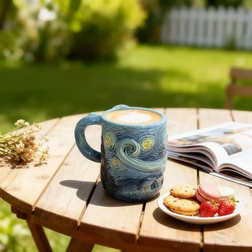 Taza grande de cerámica pintada a mano cielo estrellado miniatura 3