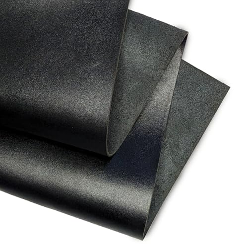 Genuine Leather Hide | 1.3-1.5 mm Thick | Full Grain Leather Sheet & Pieces for LeatherCrafting and Leatherworking Projects by Kozmo (Jet Black, 06