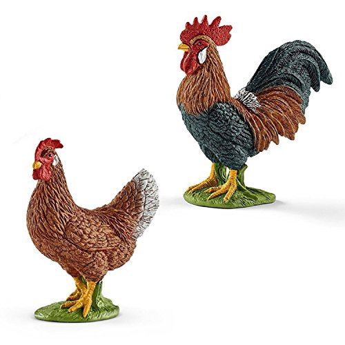Preisvergleich Produktbild SCHLEICH Hahn 13825 mit Henne 13826 Farm Life Figuren-Set 2-teilig