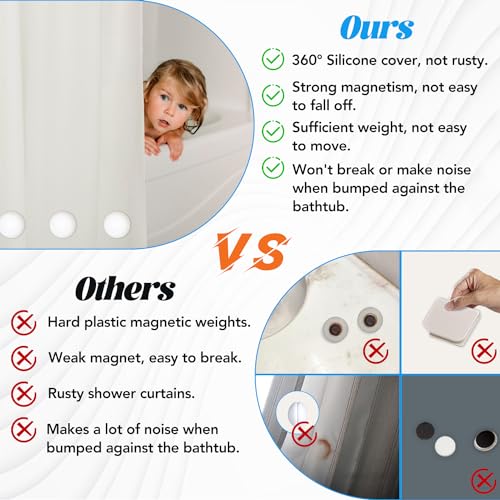 Yixangdd SHOWER CURTAIN WEIGHTS ,Silicone Wrapped Heavy Duty Shower Curtain Magnets,Curtain Weights Heavy Outdoor,Prevent Curtain Liner From Blowing Around thumb #3