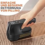 Ziitty Fusselrasierer Elektrisch, Fusselentferner für 3 Einstellbaren Leistungsstufen, 6-Klingen-Kopf Fusselfräse für Verschiedene Stoffe Komplettset mit Type-C-Ladekabel und Reinigungsbürste(Schwarz)