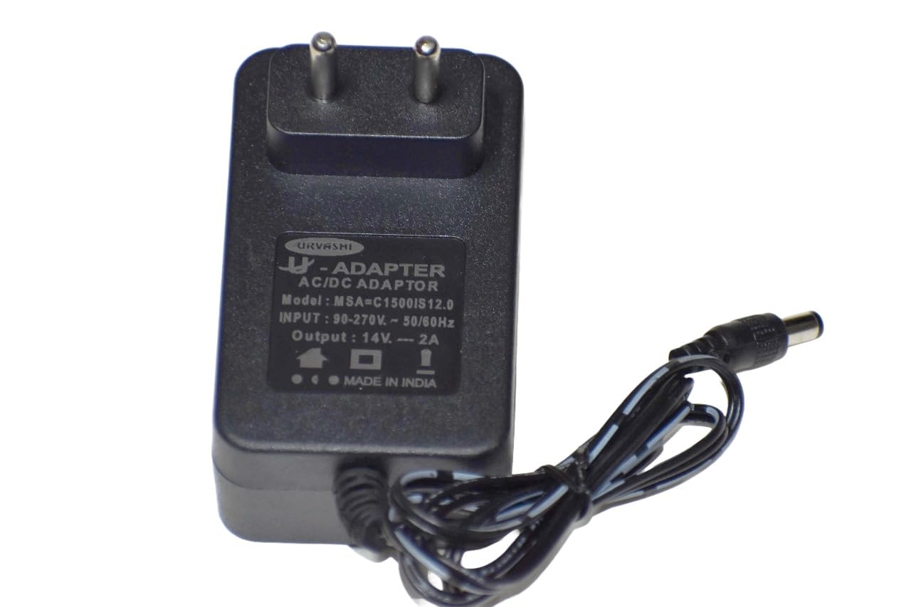 Rashri® 14V 2A Universal DC Power Adapter | Compatible with Toys, DC Fans, LED Lights, Selfie Rings & More | Heavy Duty Charger with Safety Protection