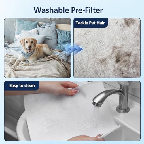 Image of PR1 Replacement Filter for Mooka PR1 Air Purifier for Home Large Room up to 2200sq.ft, HEPA Activated Carbon, with 4Pcs Washable Filter for Pets, PM 2.5, Pollen, 2 Packs