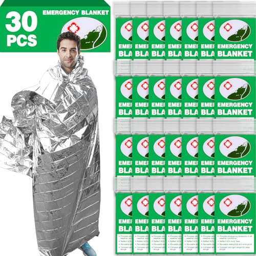 30-Pack-Emergency-Thermal-Blanket-Survival-84-x-52-Mylar-Blanket-Space-Blanket-Silver-Foil-Blanket-Survival-Kit-Camping-Blanket-Body-Warmer-Blanket-for-Outdoor-First-Aid-Hiking
