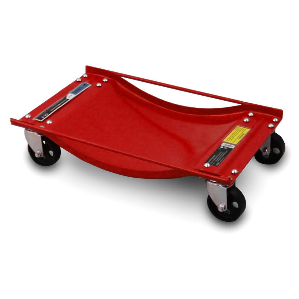 BITUXX 4 Stück Rangierhilfe für PKW Auto Rangierroller Rangierheber Wagenheber Roller Belastbar bis 450 kg pro Rangierroller Rot