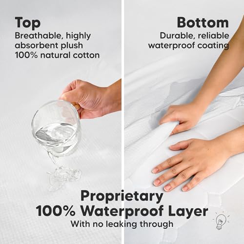 Image of 2-Pack Waterproof Crib Mattress Protector Cover Fitted - Quiet Baby Crib Mattress Pad Sheets, 52 inch x 28 inch Soft Quilted Cotton Baby Sheet, Machine Washable, Easy Fit, Durable (Pearl Gray /Quin)