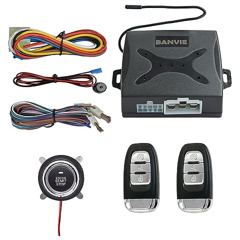 ① Car Keyless Entry System + ② Remote Engine Starter + ③ Push to Start Stop Iginition Kit Button (connect to car horn) Cover