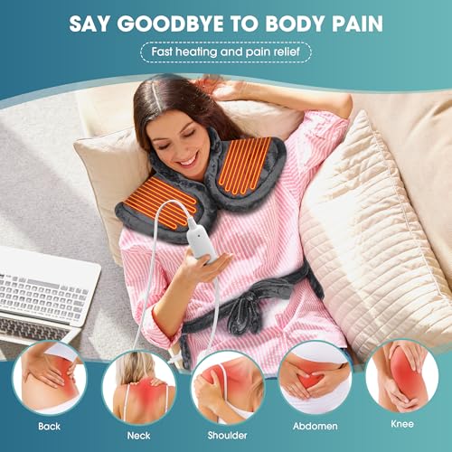Image of Boileau Electric Heating Pad for Back Pain Relief, Birthday Gifts for Women Men Mom Dad Elderly, Self Care Gifts for Him Wife Husband, Neck Shoulder Back Pain Relief 24 inchx33 inch Large Heating Heat Pad