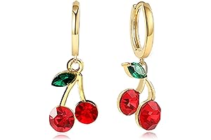 Personalized Red Crystal Cherry Fruit Earring Pendant Necklace for Women Creative Cute...