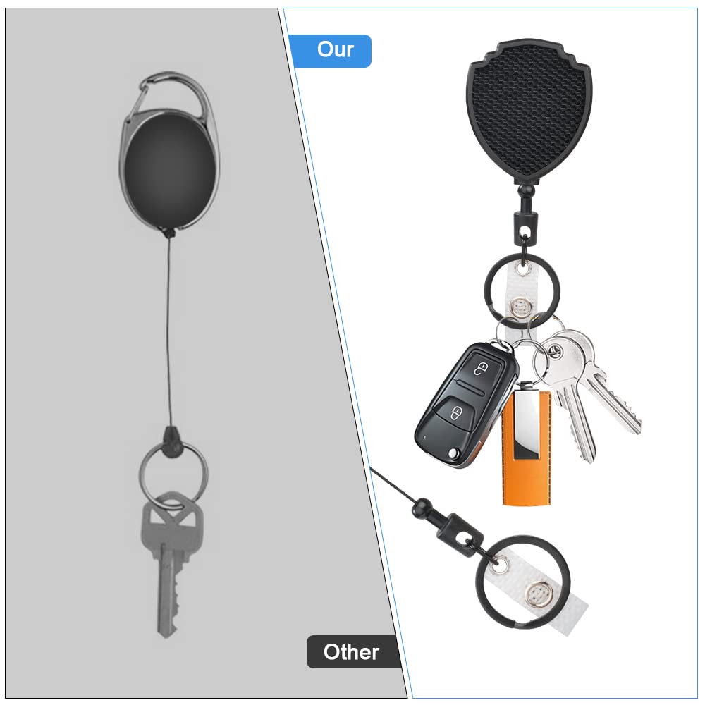 Vicloon Portachiavi Retrattile 2pcs Clip a Bobina Porta Badge con Moschettone Impieghi Gravosi Anticaduta Cavo Acciaio