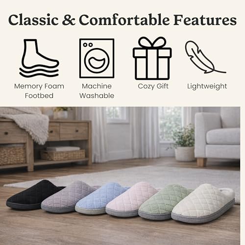 Image of Leslie Terry Clog House Shoes with Memory Foam, Indoor Slippers with Wide Widths