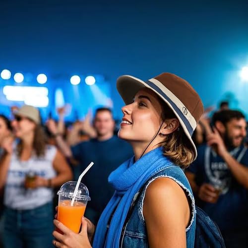 Clakllie Fishing Hat Travel Everyday Cotton Style Bucket Hat Beach Sun Hats Outdoor Caps with Embroidery,RNYF07-Brown