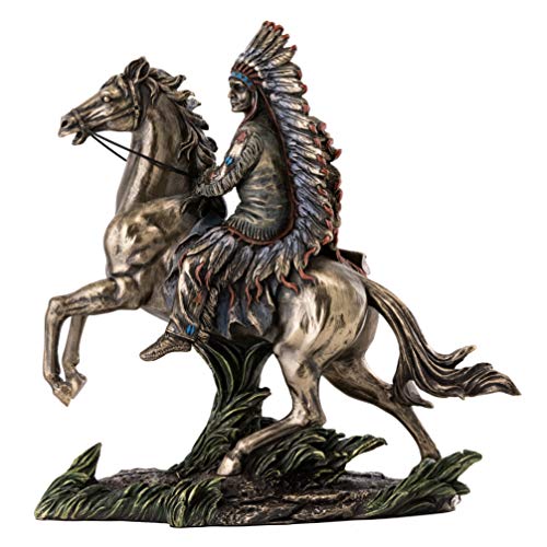 Estatua Chief Sitting Bull a Caballo 10.75 in Bronce miniatura 1