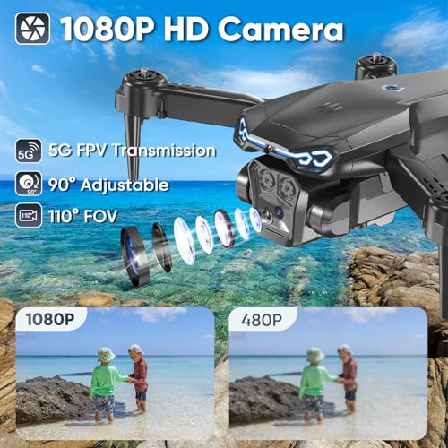 X-shop Foldable Drone with 1080P HD Camera for Beginners & Adults, FPV Live Video, One Key Start, Altitude Hold, 3D Flips, Gesture Selfie, 3 Speed Modes, 2 Batteries - Image 3