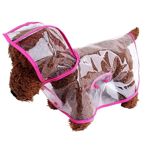 柔らかいペット犬コスチューム犬用レインコート フード付き 透明レインコート 中型・小型犬用 ポンチョ ペット用防水レインウェア(Pink,XL)