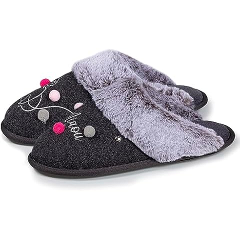 Isotoner Chaussons Femme Chat Cover