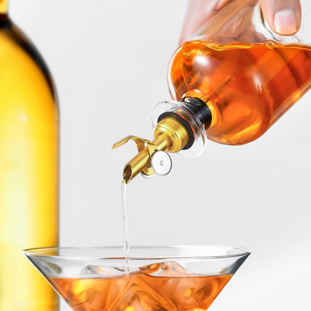 Molimoli Wylewacz do likieru ze stali nierdzewnej z automatycznym mechanizmem antyoksydacyjnym, nalewak do butelek na alkohol, dozownik oliwy z oliwek, nalewak do wina, nalewak do butelek z olejem, 4