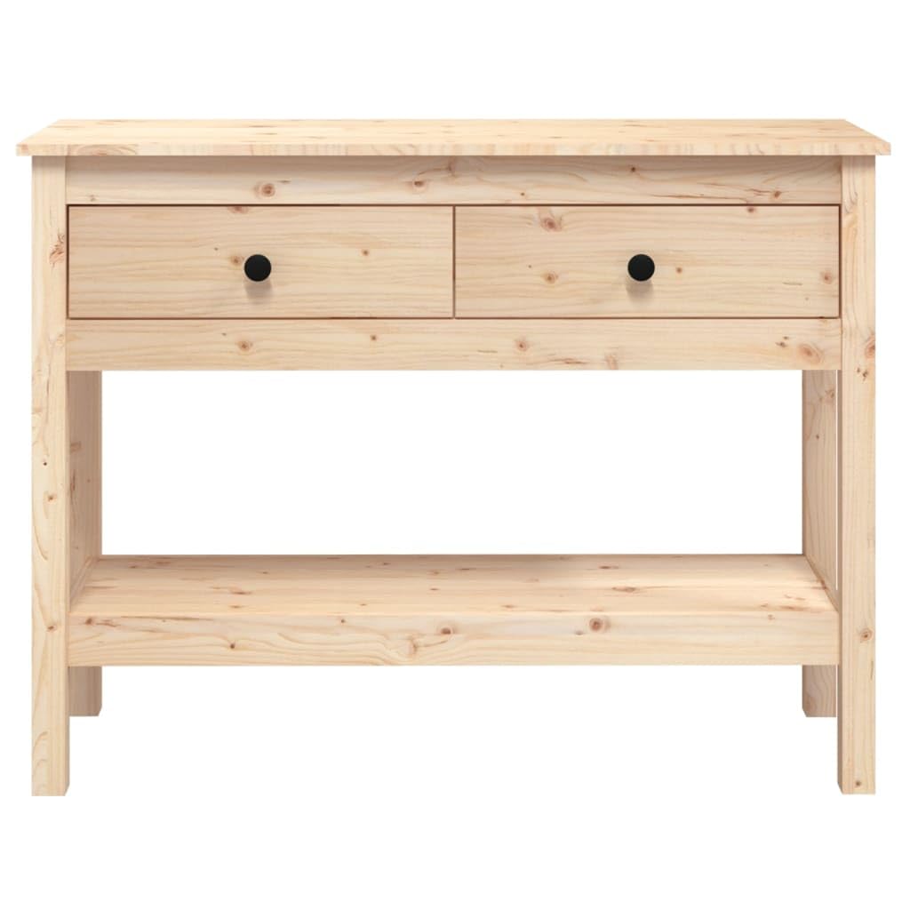 Stolik konsolowy 100 x 35 x 75 cm z litego drewna sosnowego, stół do przedpokoju z 2 szufladami, stolik pomocniczy do salonu, przedpokoju